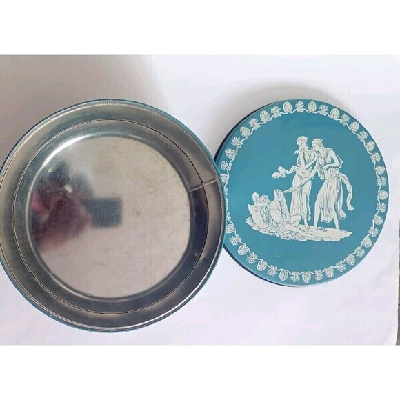 Deer Park Baking Metal Tin Round Wedgewood Goddess Angels  Design Blue Vintage - Picture 4 of 8